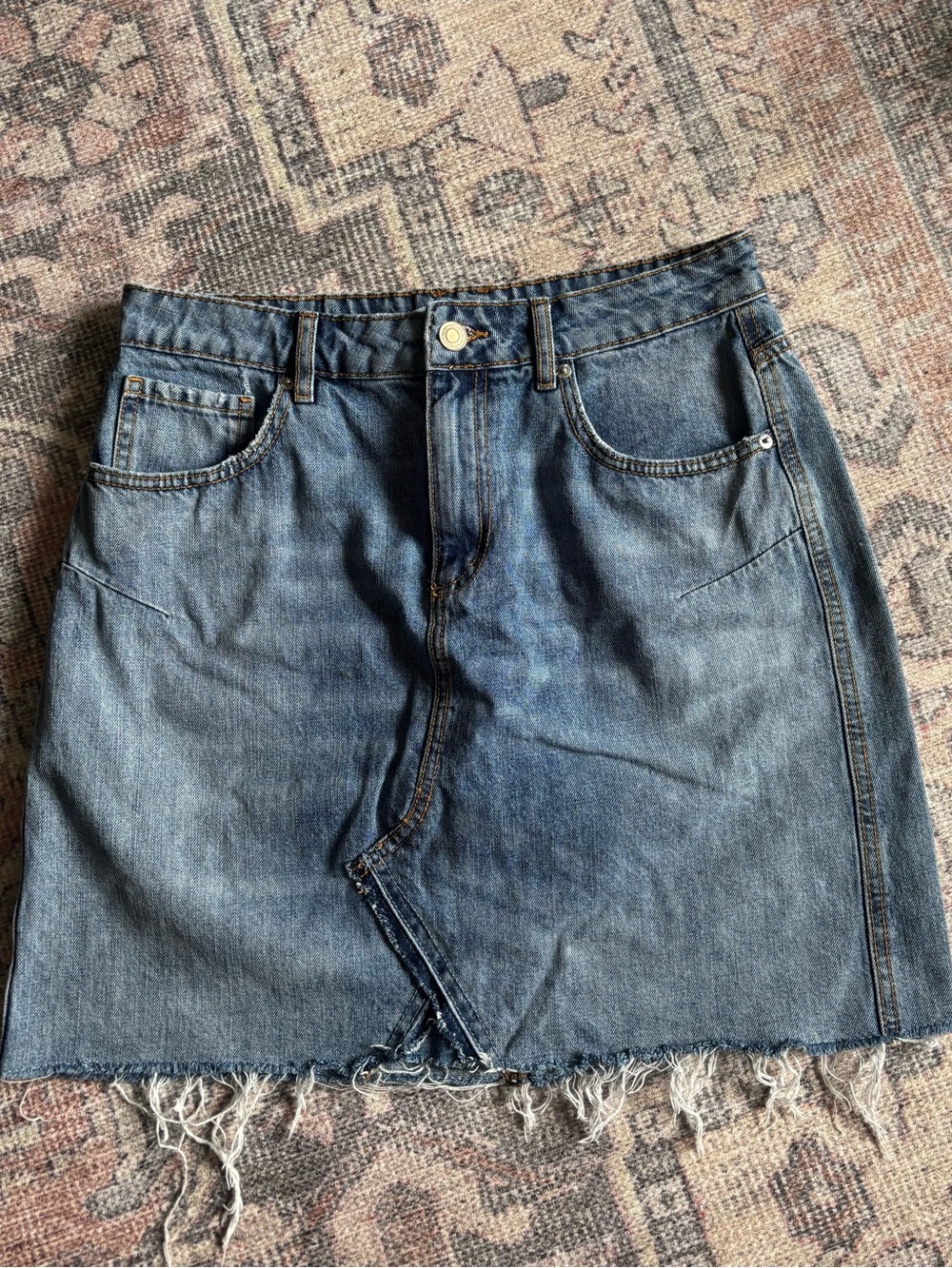 Dynamite Distressed Blue Denim Mini Skirt